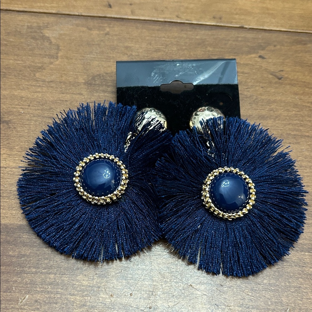 fantastic earrings navy Fringe Statement Earrings - Lily Brand gold
